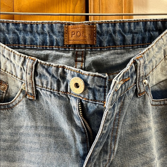 POL NWOT Blue Ankle Cropped Jeans with Two-Tone Design - Picture 2 of 4